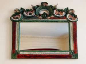 Miroir balinais sculpté et peint à la main – bois polychrome – 83 cm