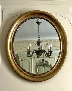 Grand miroir ancien doré ovale époque Louis-Philippe