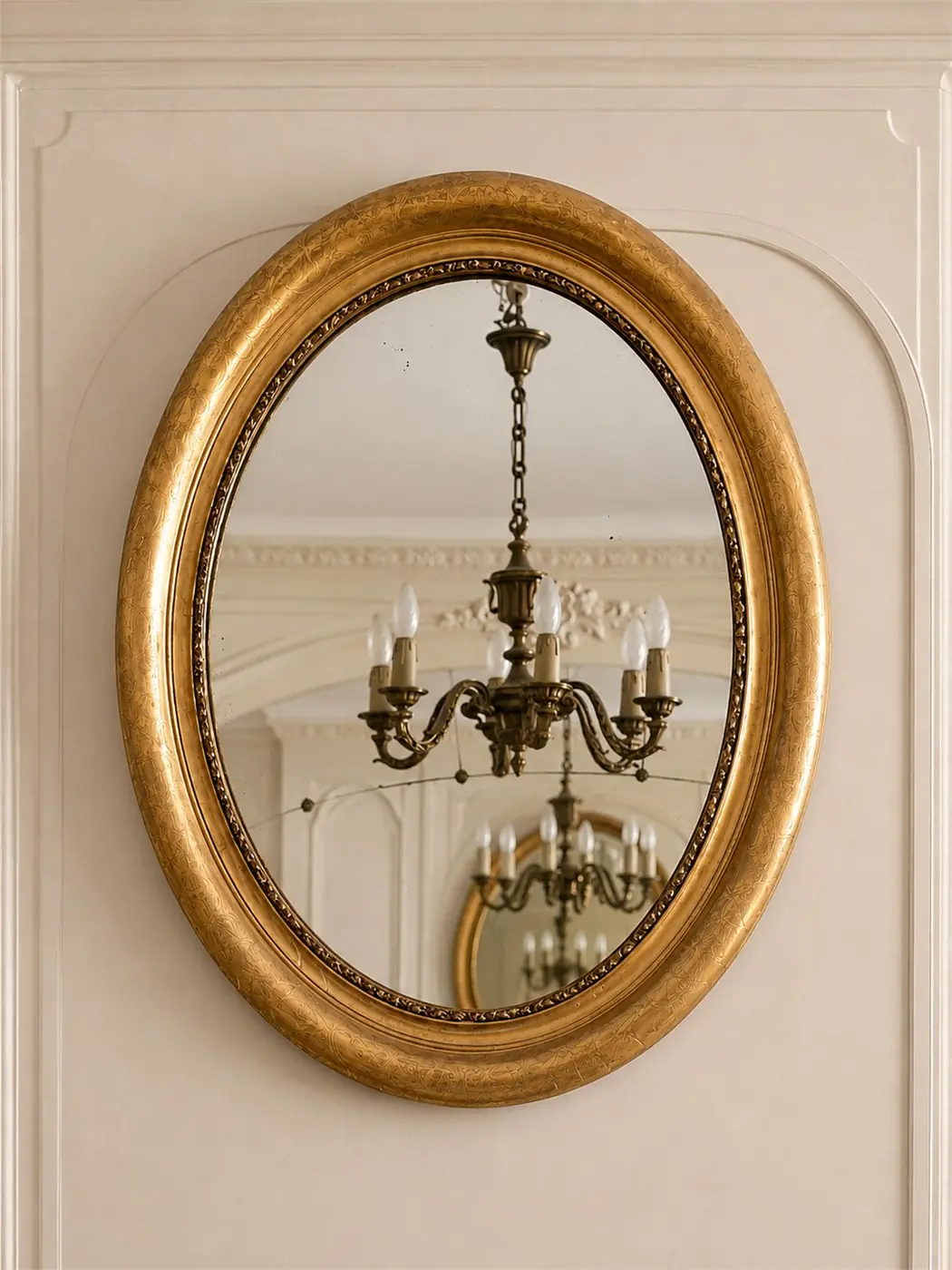 Grand miroir ovale doré Louis-Philippe, XIXe siècle, 92cm