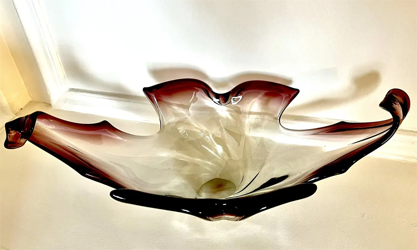 Coupe en verre soufflé vintage – verrerie italienne années 60 – centre de table design