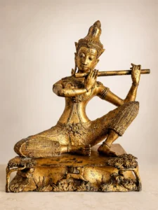 Musicien céleste thaïlandais en bronze doré – joueur de flûte