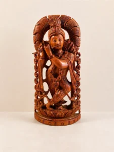 Sculpture indienne en bois – Krishna joueur de flûte