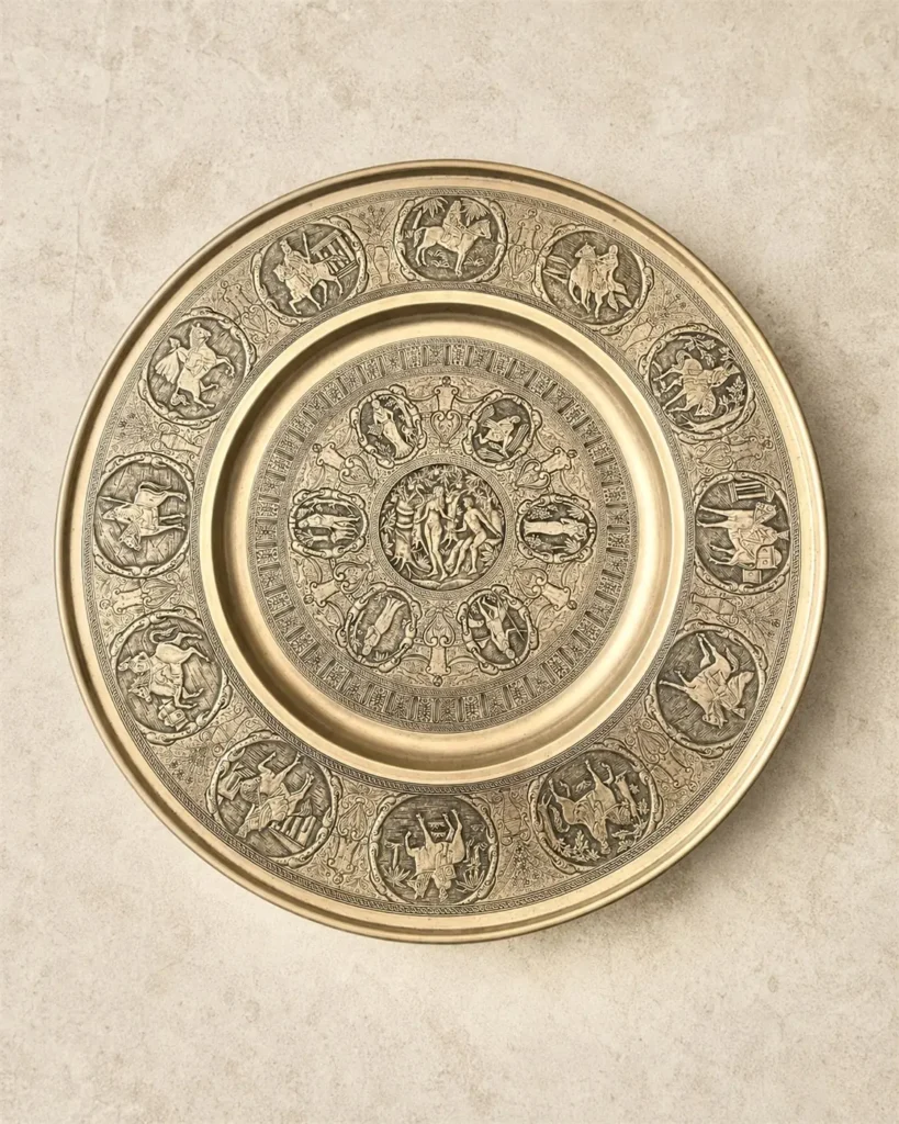 grand plat mural en laiton repousse 02