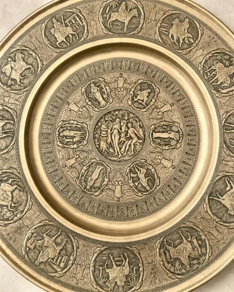 grand plat mural en laiton repousse 03