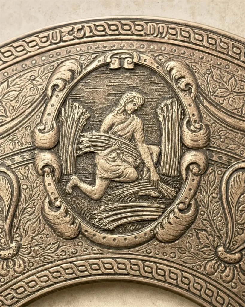 grand plat mural en laiton repousse 06