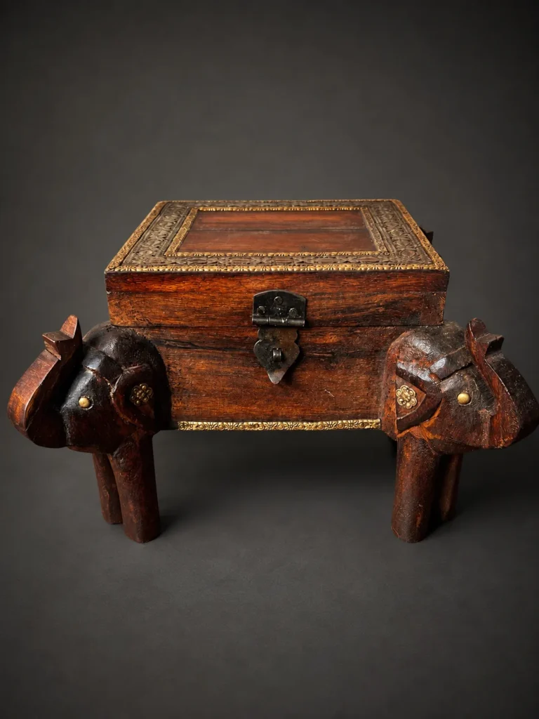coffret indien elephants sculptes 1