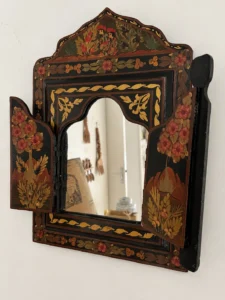 Miroir à volets peint du Cachemire – Inde