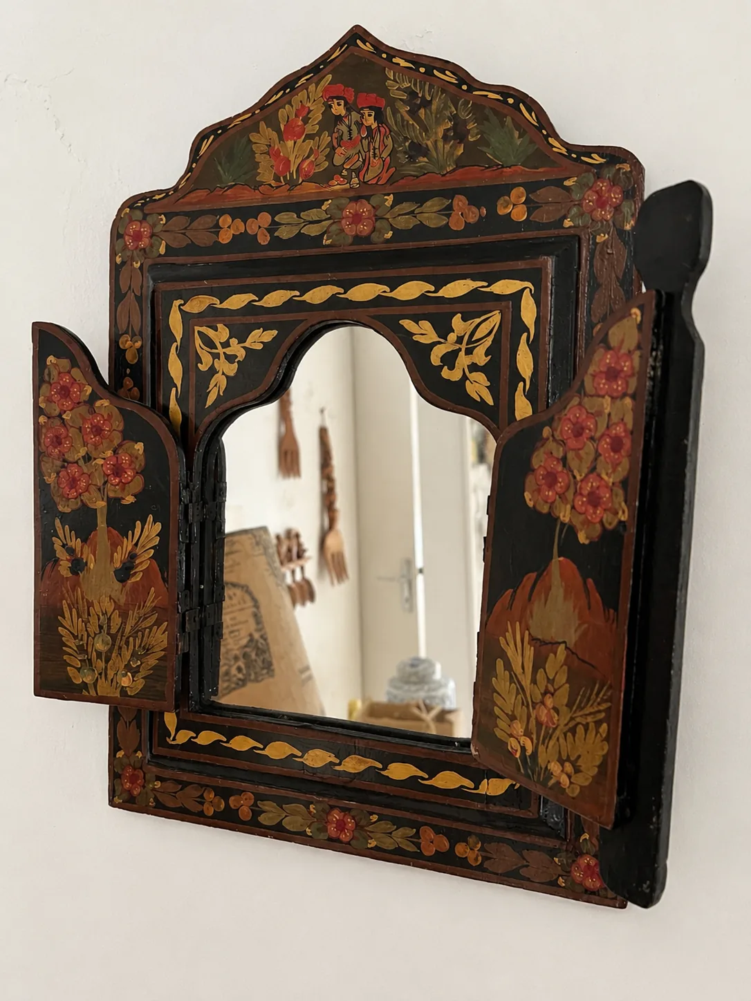 Miroir à volets peint du Cachemire – Inde