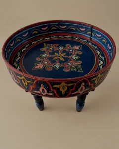 Table à thé marocaine en bois peint polychrome